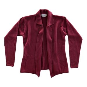 Vintage Merino Wool Red Collared Cardigan Women's Medium